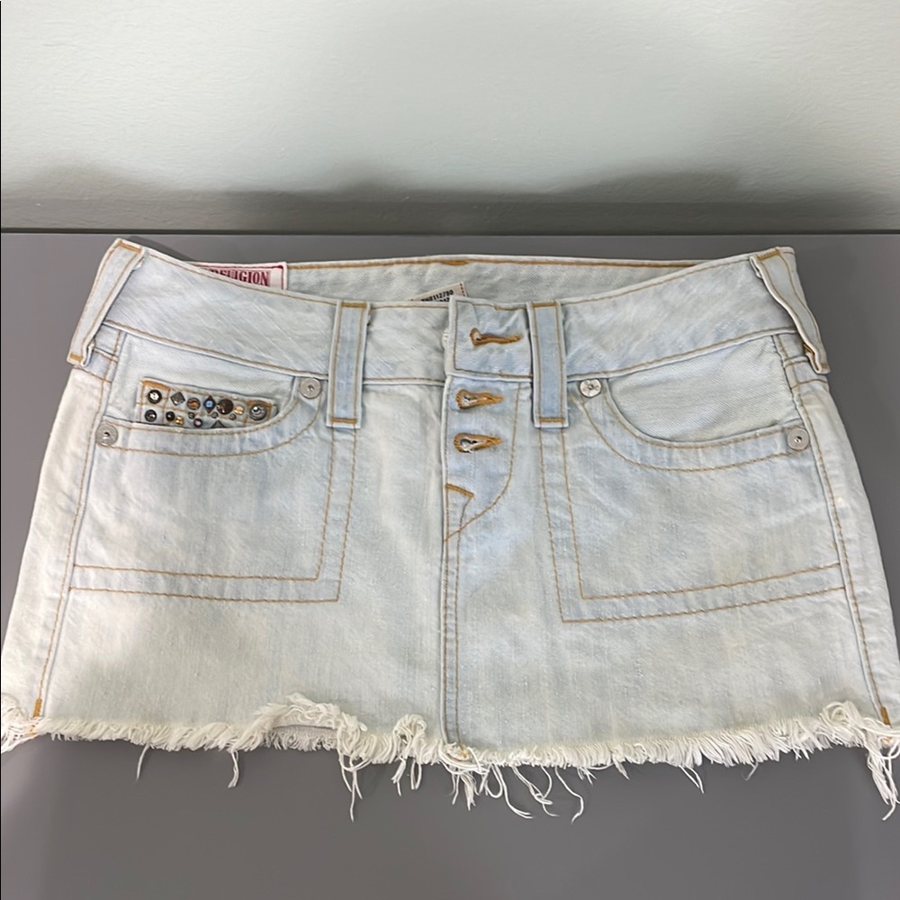 True Religion Light Blue Denim Skirt